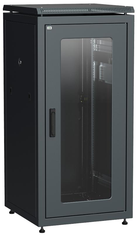 Шкаф сетевой 19" LINEA N 18U 600х800 мм стеклянная передняя дверь, задняя металлическая черный | LN05-18U68-GM | ITK — ITK
