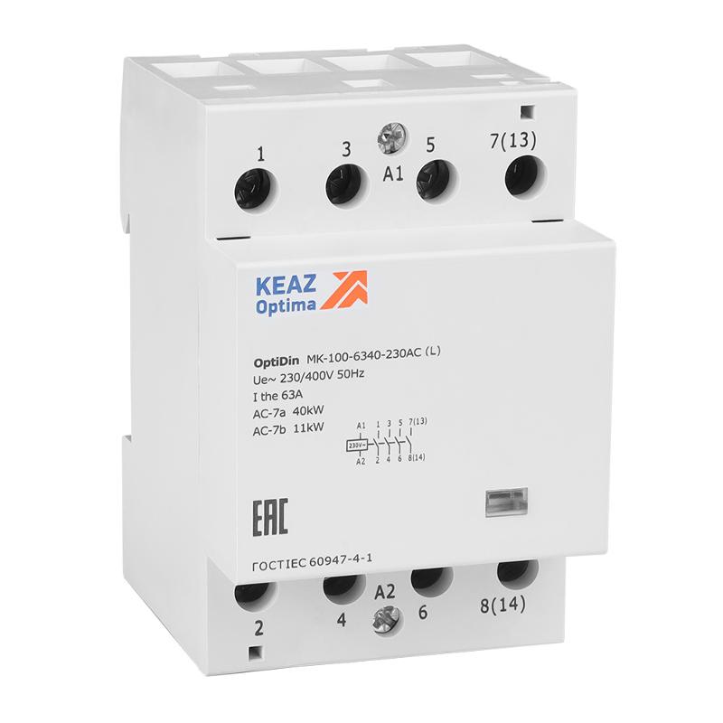 Контактор модульный OptiDin MK-100-6340-230AC (L) | 343735 | КЭАЗ — фото 1 | Sento