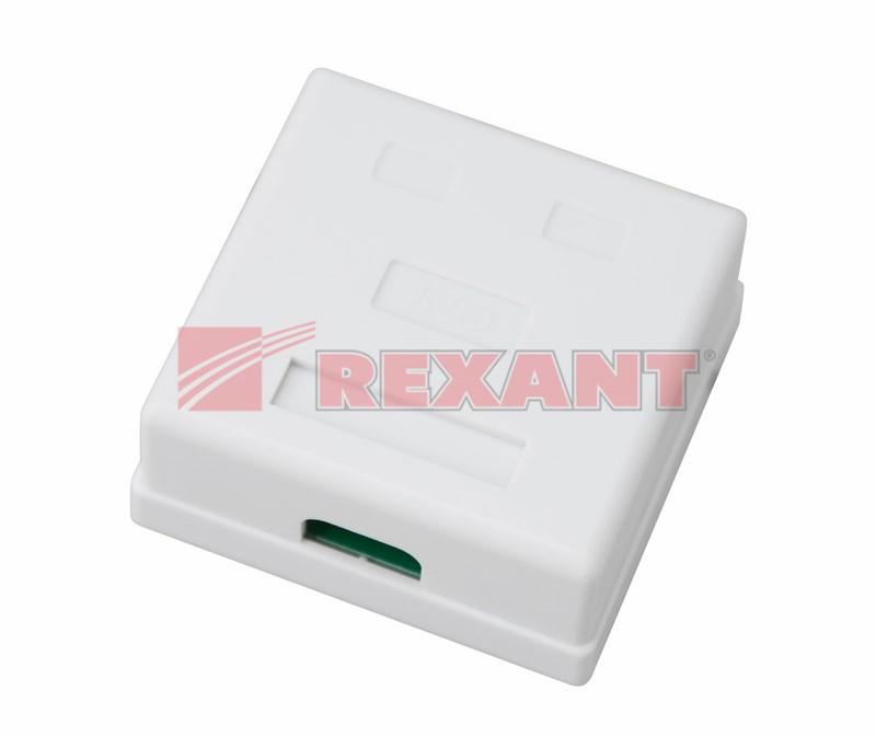 Комбинированная розетка RJ-45(8P-8C) + RJ-11(6P-4C), внешняя | 03-0120 | REXANT — миниатюра 2