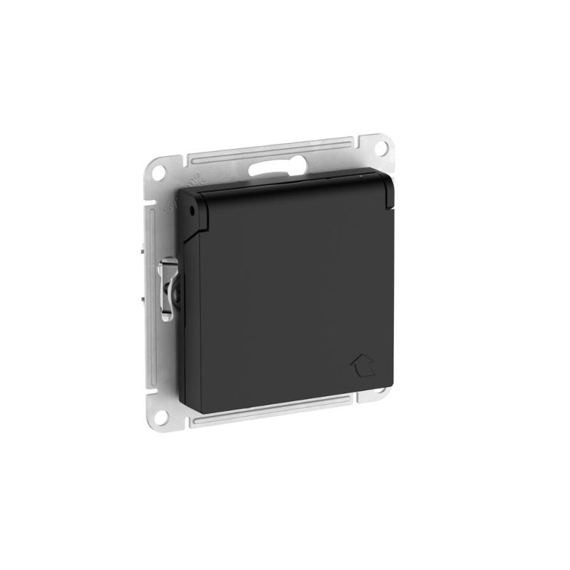 AtlasDesign Карбон Розетка с заземлением со шторками с крышкой,16А,IP20,механизм, быстрозажимные клеммы | ATN001046S | SE — миниатюра 2