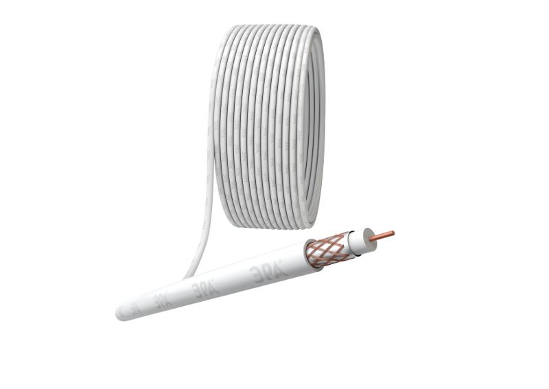 ЭРА Кабель коаксиальный RG-6U, 75 Ом, Cu/(оплётка Cu 64%), PVC, цвет белый, бухта 100 м | Б0044603 | ЭРА — ЭРА (Энергия света)