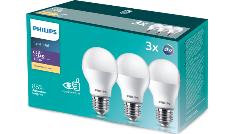 Промопак ESSLEDBulb 11W E27 3000K 3шт. | 929002299547 | PHILIPS — Philips