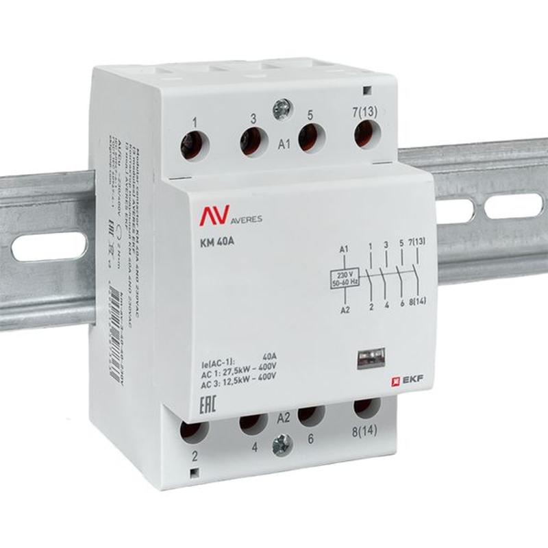Контактор модульный КМ 40А 4NO 230VAC (3 мод.) AVERES | km-av-3-40-40-230V | EKF — миниатюра 2