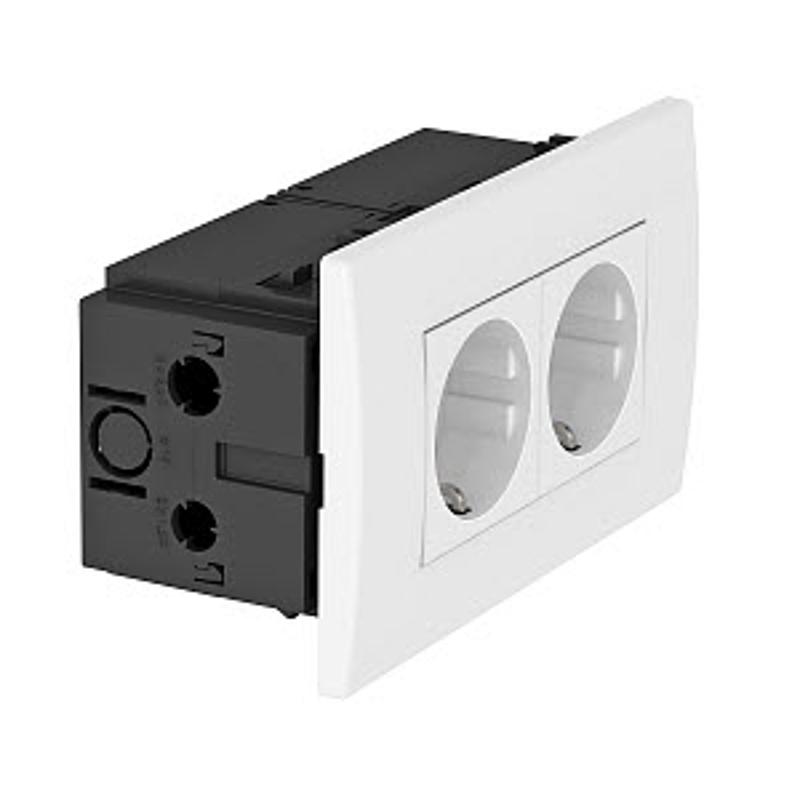 Укомплектованный розеточный блок AR45 (2xModul45,84x140x59 мм,белый) (SDE-RW D0RW2) | 6119407 | OBO Bettermann — миниатюра 2