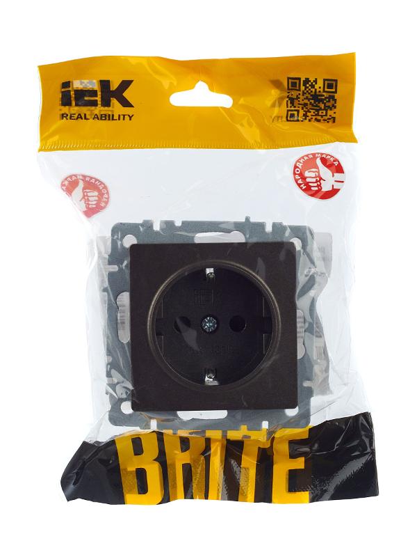BRITE Розетка с заземлением со шторками 16А РС14-1-0-БрТБ темная бронза | BR-R14-16-K45 | IEK — миниатюра 7