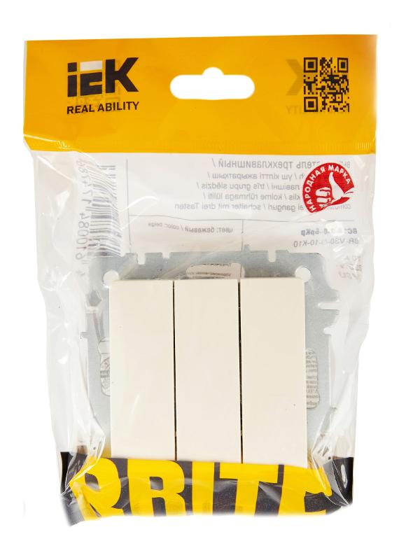 BRITE Выключатель 3-клавишный 10А ВС10-3-0-БрКр бежевый | BR-V30-0-10-K10 | IEK — миниатюра 6