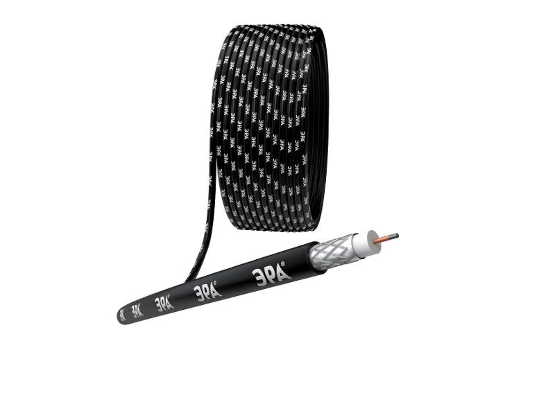 ЭРА Кабель коаксиальный RG-6U, 75 Ом, CCS/(оплётка Al 64%), PE, цвет чёрный, бухта 100 м, SIMPLE | Б0044601 | ЭРА — миниатюра 1
