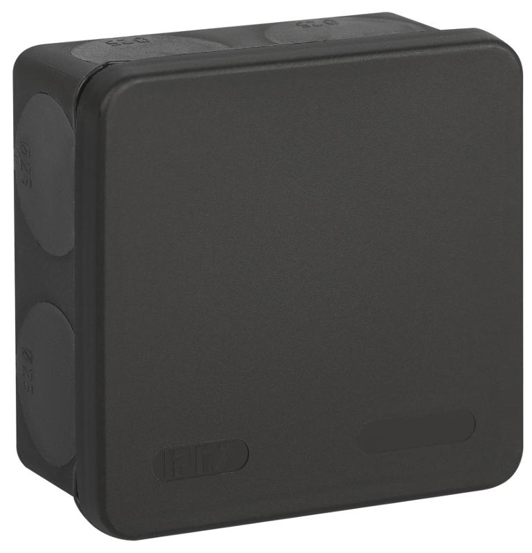 Распаячная коробка  KOR-100-100-50-9g-2MP-B двухкомпонентная HF стойкая к УФ 100х100х50мм черная прямой монтаж IP67 KOR-100-100-50-9g-2MP-B | Б0062770 — миниатюра 2