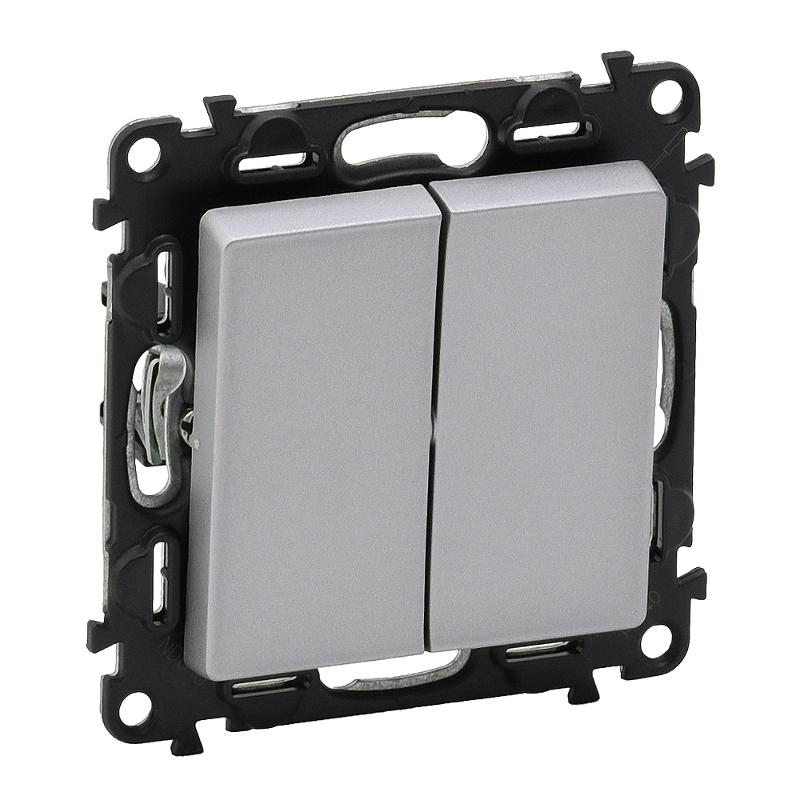 Valena LIFE DIY Алюминий Переключатель 2-клавишный 10А 250В | 752608 | Legrand — Legrand