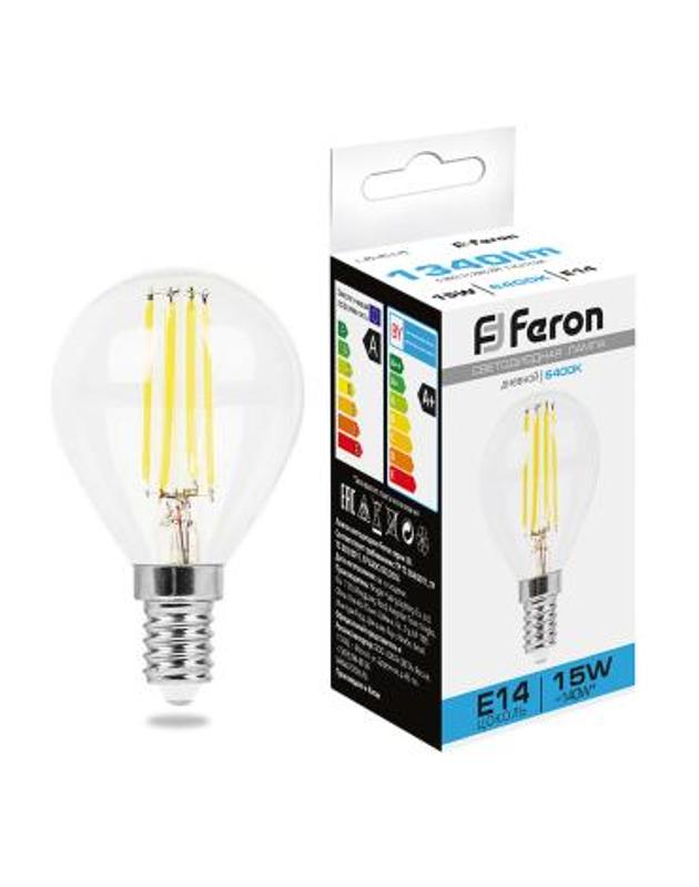 Лампа светодиодная, (15W) 230V E14 6400K прозрачная, LB-515 | 38251 | FERON — Feron