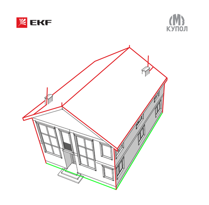 Комплект молниезащиты частного дома габ. 15х18м PROxima| lp-15x18 | EKF — EKF