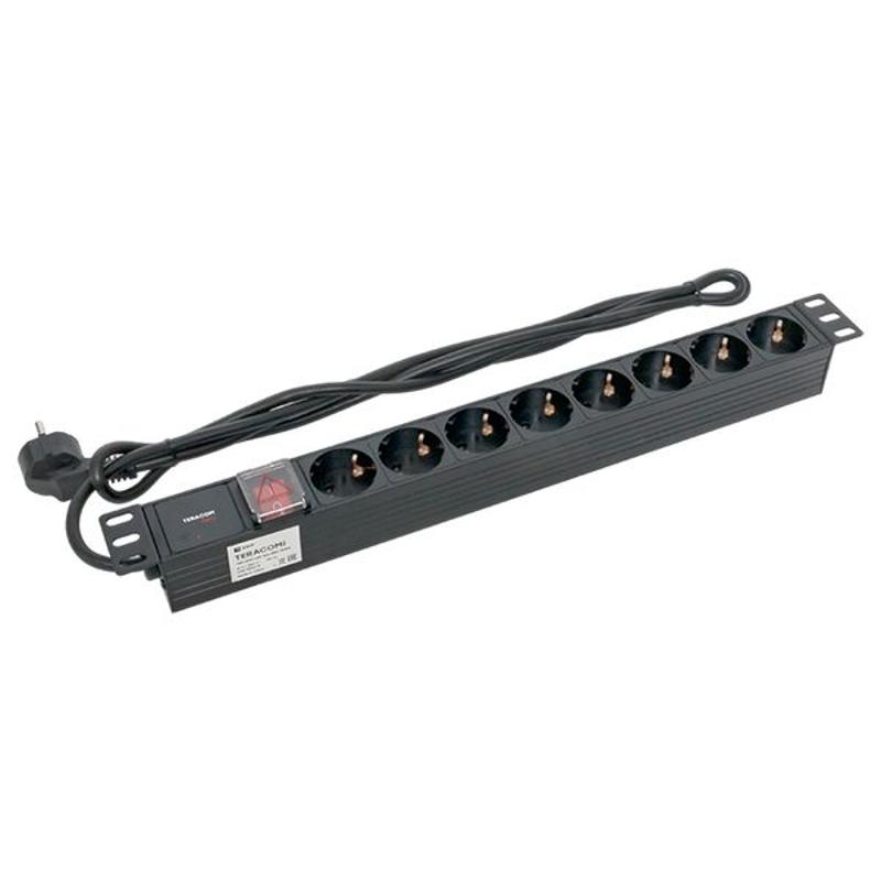 Блок розеток PDU TERACOM PRO 19" 1U 16А/250В 8 розеток Schuko 2 метра сечение 3x1,5 мм2 | TRP-HPD-LSP-16A-8SH-2MSH | EKF — миниатюра 14