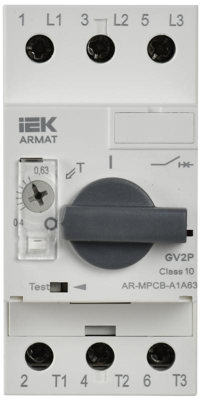 ARMAT Автоматический выключатель защиты двигателя A1 GV2P 0,4-0,63А | AR-MPCB-A1A63 | IEK — миниатюра 2