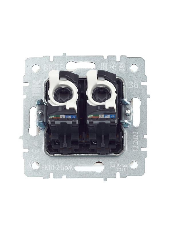 BRITE Розетка компьютерная 2-ая RJ45 кат.5E РК10-2-БрЖ жемчужный  | BR-K20-1-K36 | IEK — миниатюра 12