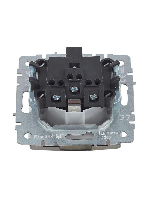 BRITE Розетка с заземлением со шторками с кр. 16А IP44 РСбш10-3-44-БрШ шампань | BR-R16-16-44-K37 | IEK — миниатюра 9