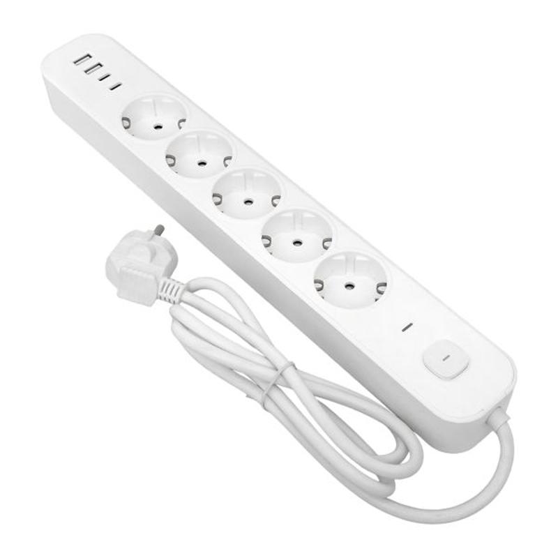 Удлинитель LUX 5 гнезд 2USB 2,4А+2type-C 1,5 метра 1,5мм2 | UBA-LUX-515-TC | EKF — миниатюра 2