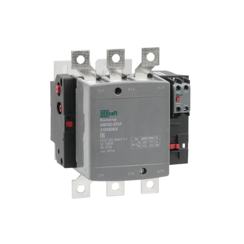 Контактор 225А 220В_АС АС3_ АС4 1НО+1НЗ КМ-102 | 21955DEK | DEKraft — миниатюра 1