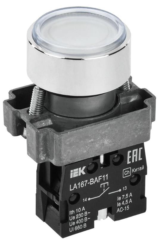 Кнопка LA167-BAF11 d=22мм 1з белая | BBT20-BAF11-1-22-67-K01 | IEK — фото 1 | Sento