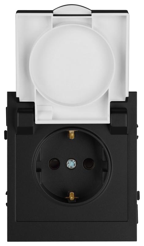 Розетка Arktik 16-2103-05 с заземлением 2P+E Schuko со шторками с крышкой 16А-250В антрацит | Б0070438 | ЭРА — миниатюра 2