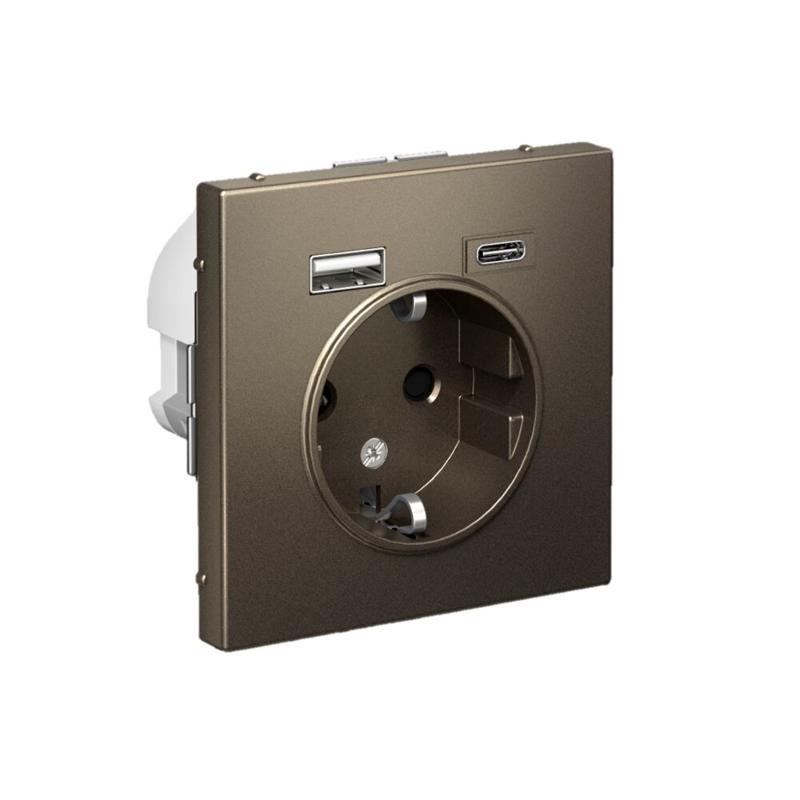 ArtGallery Мокко Розетка 16А с 2 USB A+C, 5В/2,4А/3,0А, 2х5В/1,5А, механизм | GAL000632 | SE — миниатюра 2