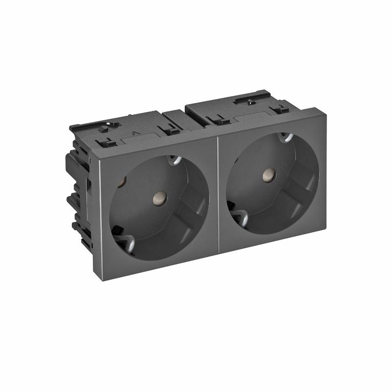 Розетка двойная 33° Modul45connect, 250 В, 16A (черный) (STD-D3C SWGR2) | 6120490 | OBO Bettermann — OBO Bettermann