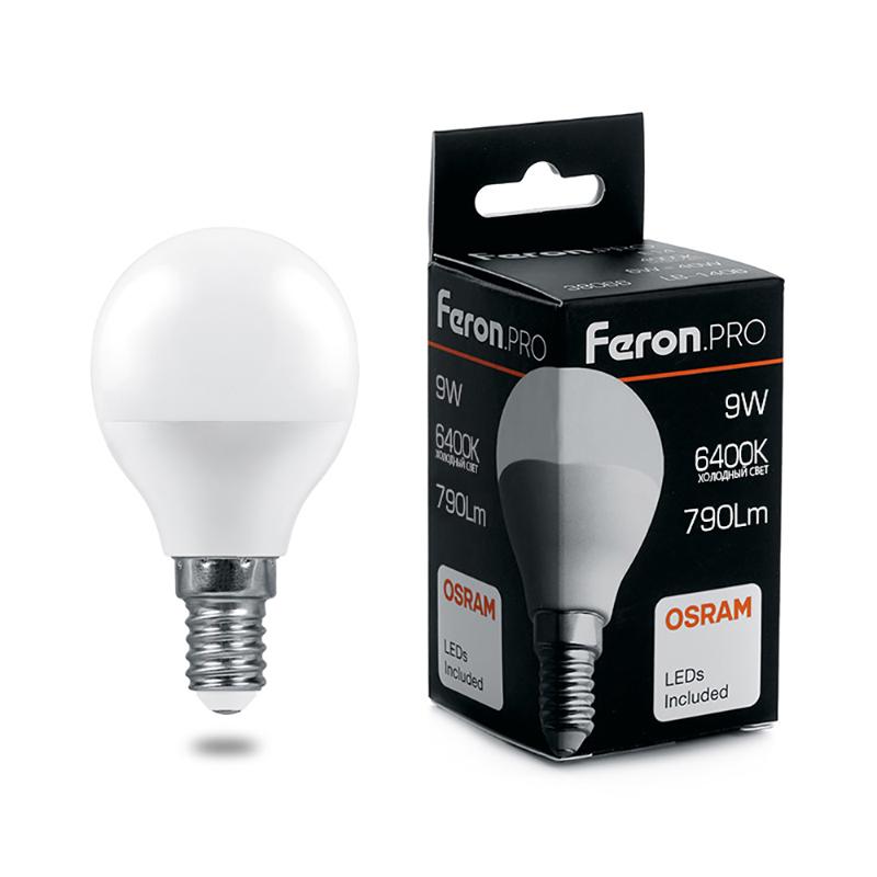 Лампа светодиодная .PRO LB-1409 Шарик E14 9W 6400K OSRAM LED | 38079 | Feron — Feron