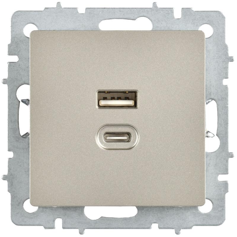 BRITE Роз. USB A+C 45Вт высокоск. зар. РЮ11-2-БрШ шамп. | BR-U22-045-K37 | IEK — миниатюра 2