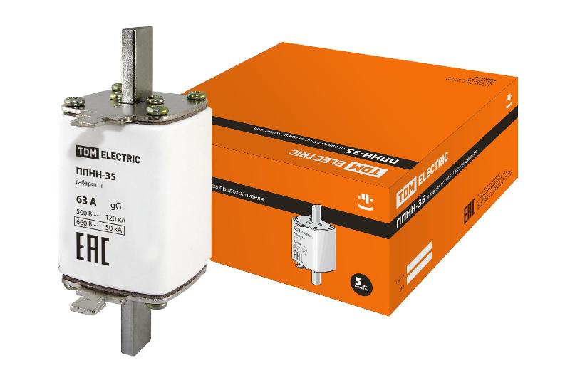 Предохранитель ППНН-35 габ.1,  63А  | SQ0713-0019 | TDM — TDM ELECTRIC
