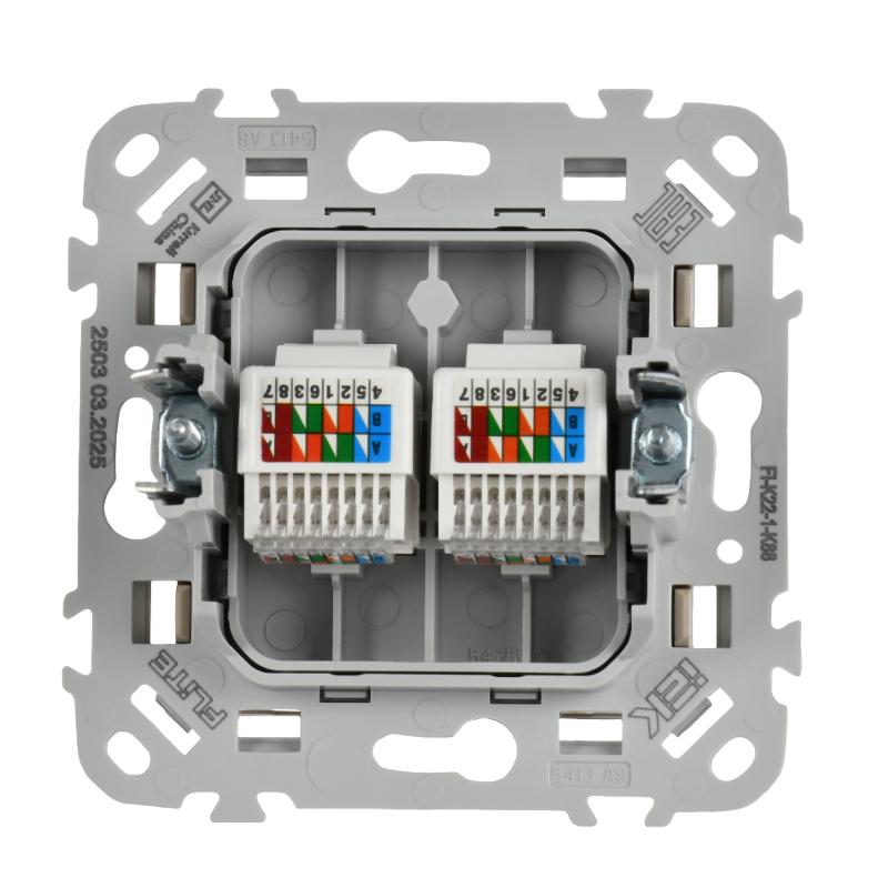 FLITE Розетка 2-ая компьютерная RJ45 кат.5Е UTP РК5е-2-0-ФлЛ льняной | FI-K22-1-K88 | IEK — миниатюра 3