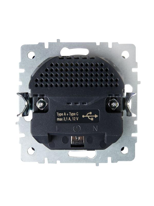 BRITE Розетка с заземлением со шторками 16А с USB A+C 18Вт РЮш11-1-БрГ графит | BR-R14-16-U22-018-K53 | IEK — миниатюра 4