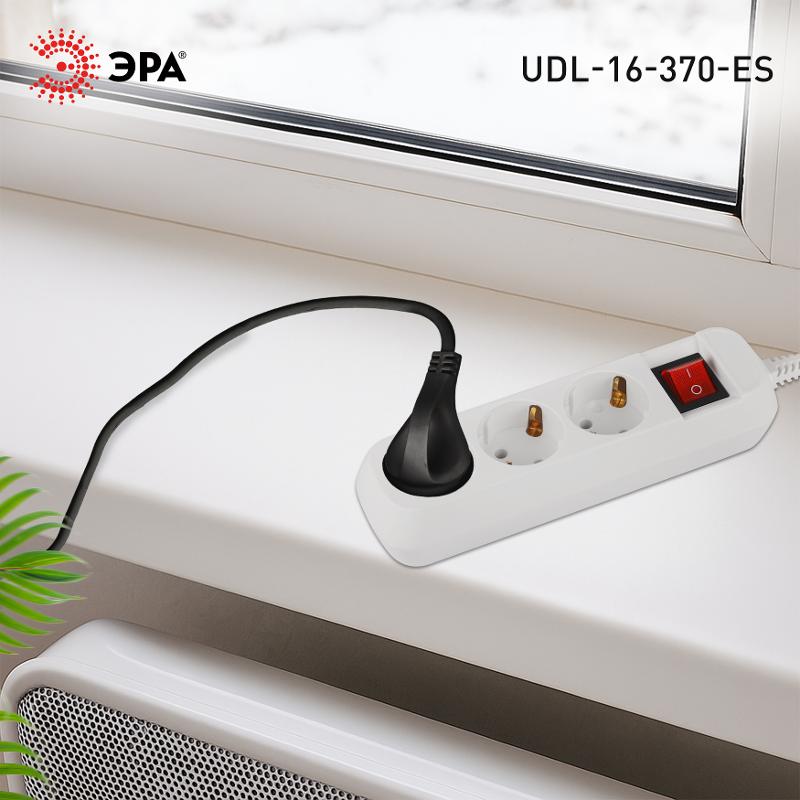 Удлинитель электрический ЭРА UDL-16-370-ES Greenline 3 розетки с заземлением с выключателем 7м ПВС 3x1мм2 — миниатюра 4