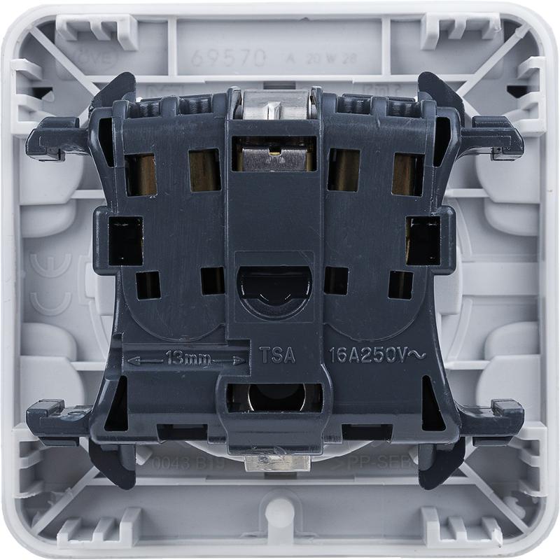 Plexo Серый Розетка с/з с крышкой безвинтовой зажим IP55 — миниатюра 2