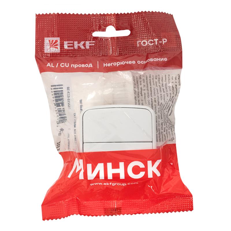 Минск Выключатель 2-клавишный ОП 10А белый  EKF Basic | EGV10-023-10 | EKF — миниатюра 7