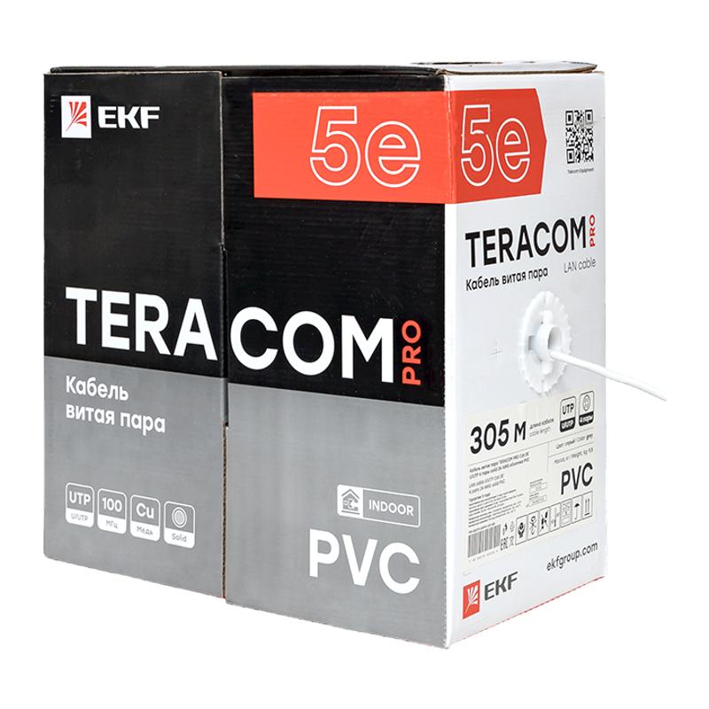 Кабель витая пара TERACOM Cat.5E U/UTP 4 пары solid оболочка PVC цвет серый (упак. 305м) | TRC-5EUTP-04PVC-GY-IN3 | EKF — миниатюра 4