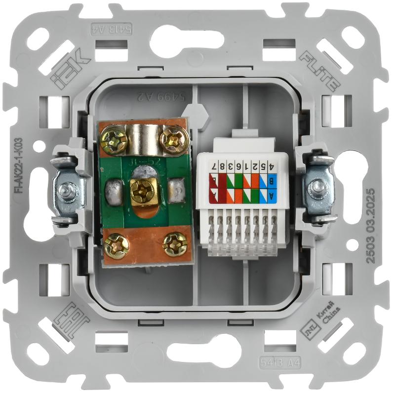 FLITE Розетка 2-ая RJ45/TV кат.5Е UTP РКТВ5е-2-0-ФлС серый | FI-AK22-1-K03 | IEK — миниатюра 3