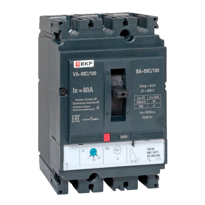 Выключатель автоматический ВА-99C (Compact NS) 100/80А 3P 36кА EKF PROxima | mccb99C-100-80 | EKF — EKF