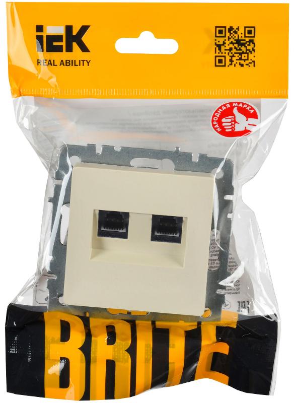 BRITE Розетка двойная RJ11+RJ45 кат.5E РК/Т12-БрКр бежевый | BR-KT20-O-1-K10 | IEK — миниатюра 6