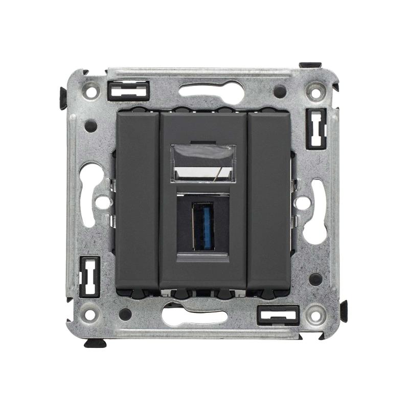 USB 3.0 розетка одинарная в стену, тип А-А, "Avanti", "Черный матовый" | 4412303 | DKC — DKC (ДКС)