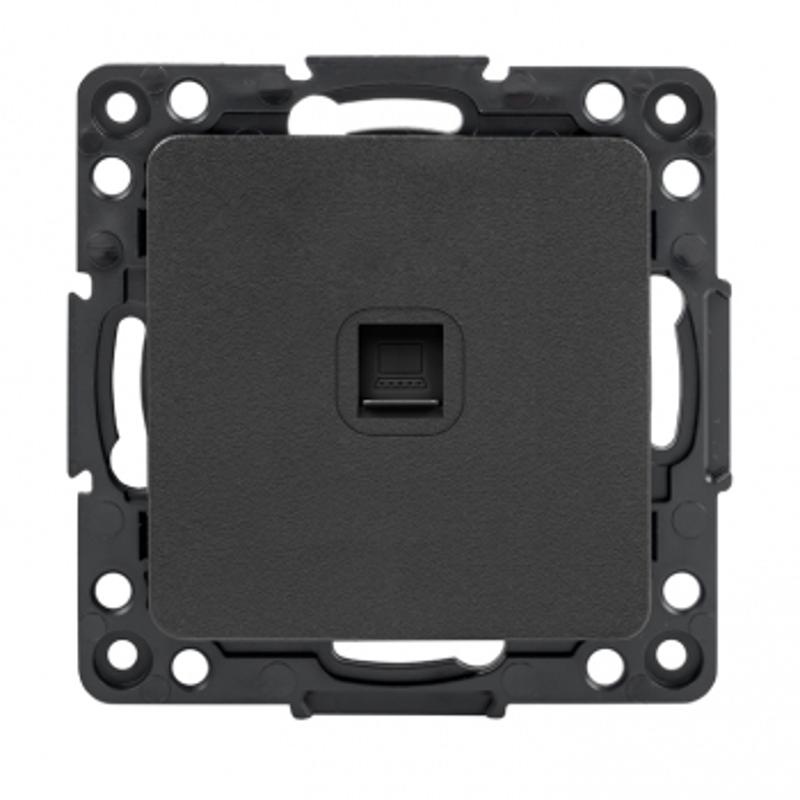 Стокгольм Механизм Розетки RJ-45 1-местной черный PROxima | EZK01-035-10 | EKF — миниатюра 1
