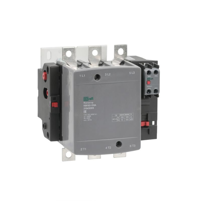Контактор 150А 220В_АС АС3_ АС4 1НО+1НЗ КМ-102 | 21943DEK | DEKraft — миниатюра 1