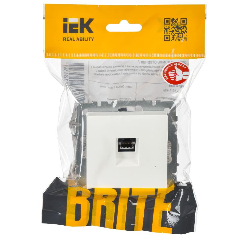 BRITE Розетка компьютерная RJ45 кат.5E РК10-БрБ белый без шторок | BR-K10-1-K01 | IEK — миниатюра 2