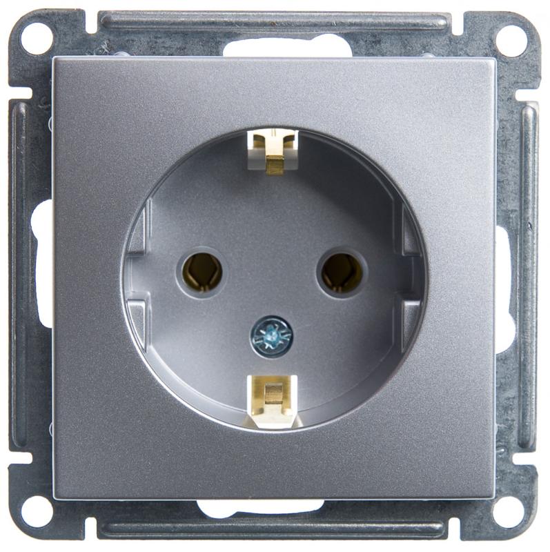 W59 Матовый хром Розетка с заземлением без шторок, 16А | RS16-154-5-86 | SE — Systeme Electric
