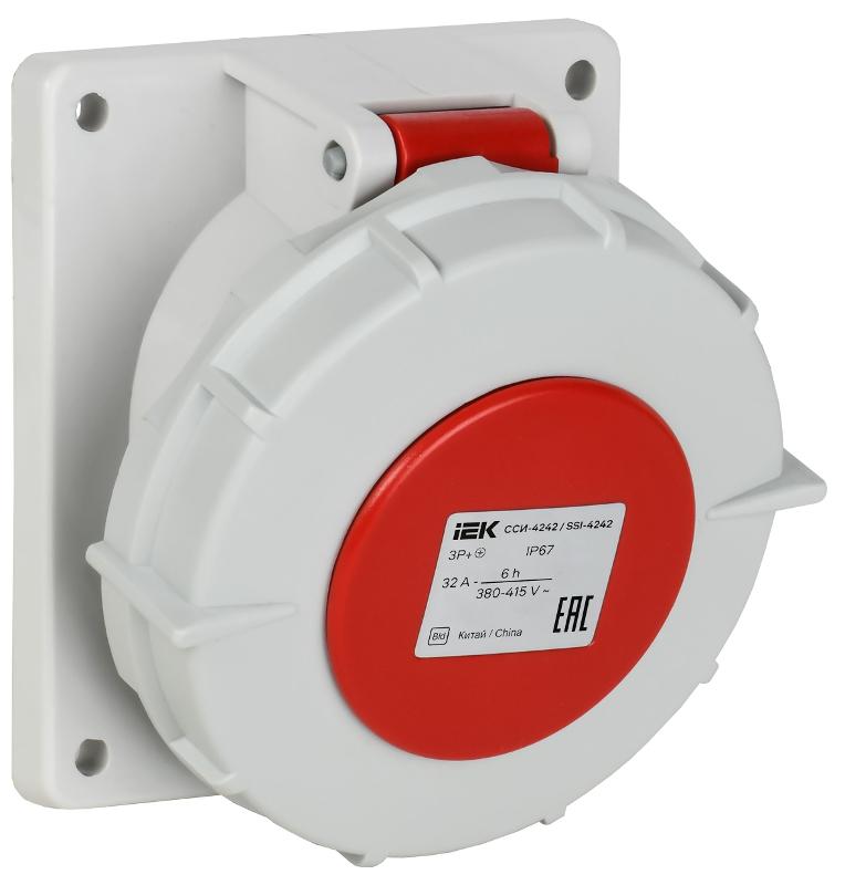 Розетка встраиваемая угловая ССИ-4242 32А-6ч 380В 3P+PE IP67| PSR42-032-4-0-67| IEK — фото 1 | Sento