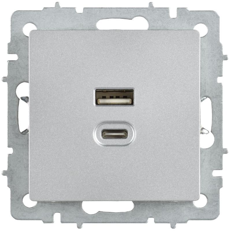 BRITE Роз. USB A+C 45Вт высокоск. зар. РЮ11-2-БрА алюм. | BR-U22-045-K47 | IEK — миниатюра 2