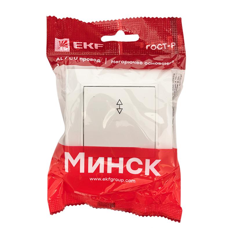 Минск Выключатель 1-клавишный СП проходной, 10А, белый EKF Basic | ERV10-025-10 | EKF — миниатюра 6