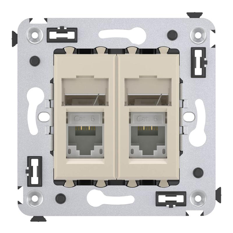Розетка RJ-45 в стену, кат.6 двойная, Avanti, "Ванильная дымка" | 4405294 | DKC — миниатюра 2
