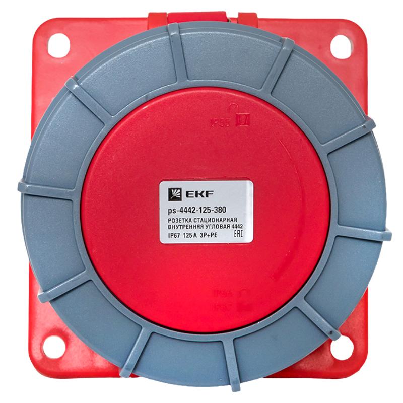 Розетка стационарная внутренняя угловая 4442 3Р+РЕ 125А 380В IP67 EKF PROxima | ps-4442-125-380 | EKF — миниатюра 2