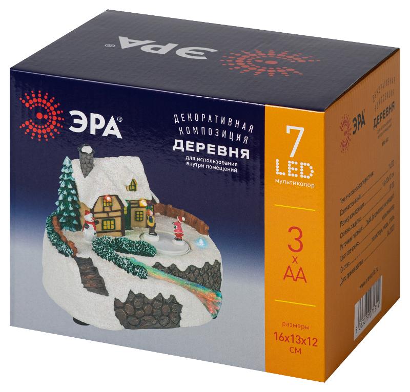 Фигура светодиодная новогодняя  EFIS-S02 композиция Деревня мультиколор 3*АА 16*13*12 см | Б0060481 | ЭРА — миниатюра 2