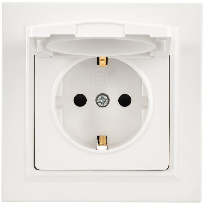 BRITE Розетка с крышкой 16А IP44 РСбш10-3-44-БрБ белый в сборе | BR-R16-16-44-K01-F-PRO | IEK — миниатюра 3