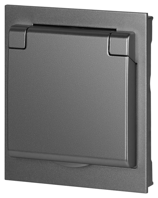 Розетка Arktik 16-2103-06 с заземлением 2P+E Schuko со шторками с крышкой 16А-250В графит | Б0070439 | ЭРА — миниатюра 3